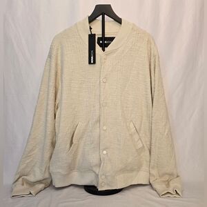 Fashion‎ Nova Jordan Textured Varsity Jacket Beige/White Men's XXL New With Tags